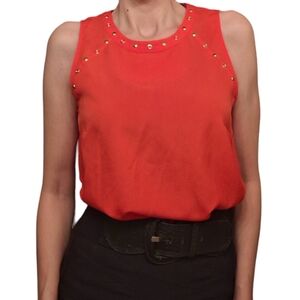 Michael Kors small orange red coral sleeveless shirt blouse.
